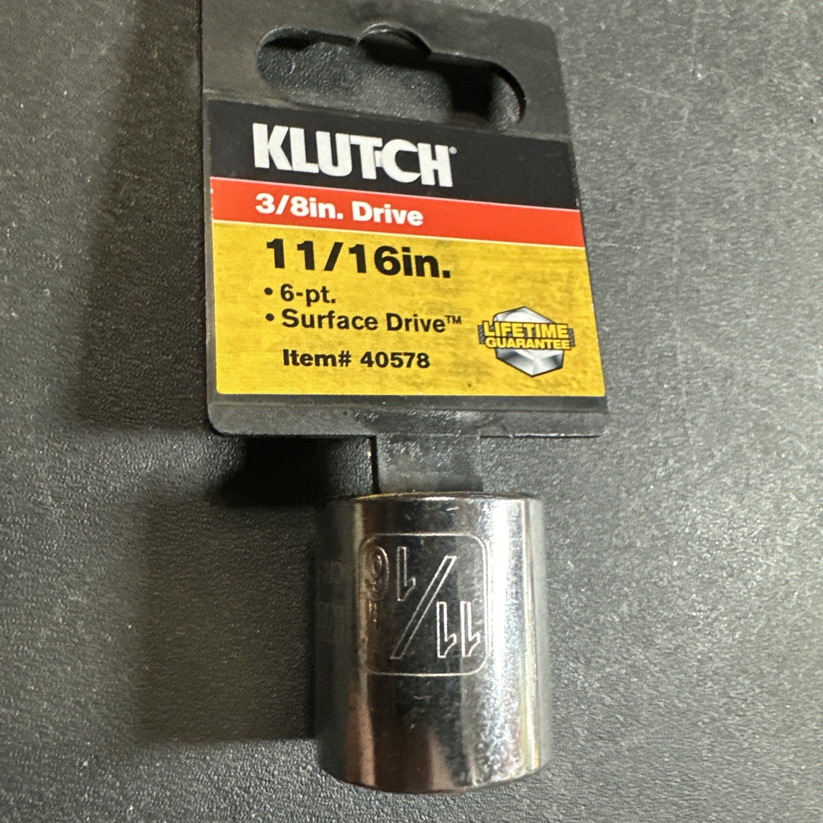 New Klutch 3/8 Drive 6 pt 11/16 In Sae Socket