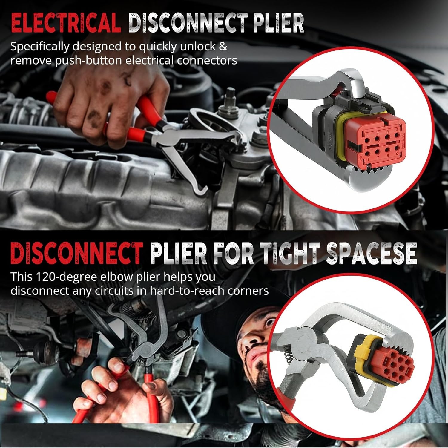 Electrical Disconnect Pliers 60° Automotive Electrical Connector Separator