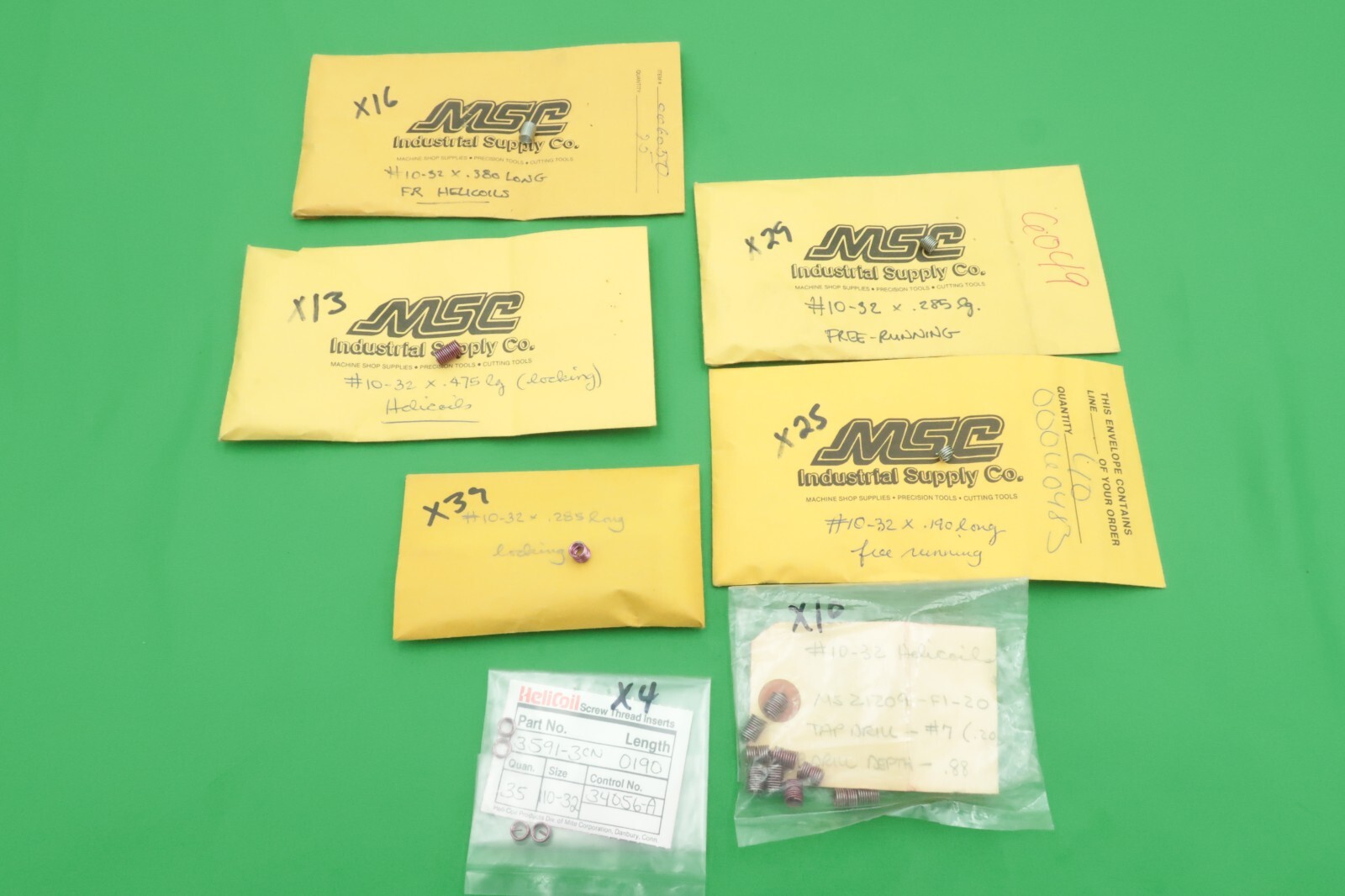 Helicoil Insert Lot 616 Count 6-32 8-32 2-56 4-40 10-32 1/4-20