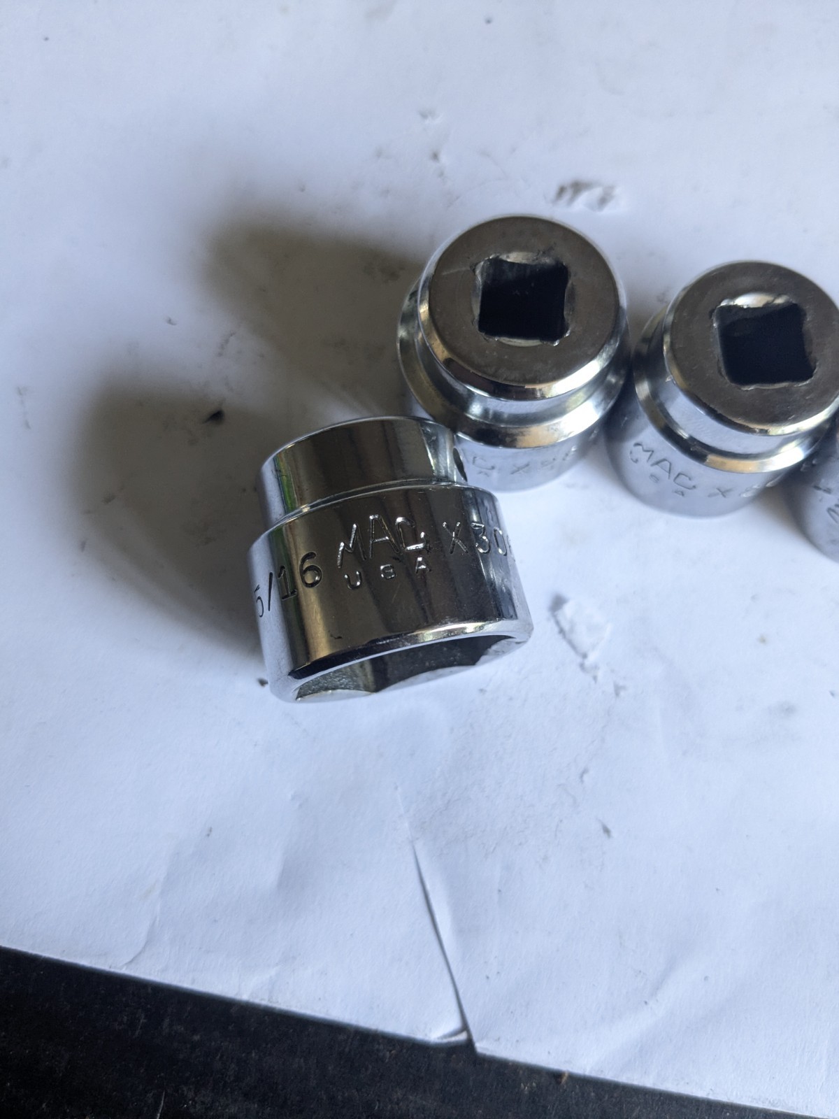 VTG LOT Mac Tools Sockets 3/8 Inch Drive Shallow Sockets 5 Pc Set 6 Point SAE X