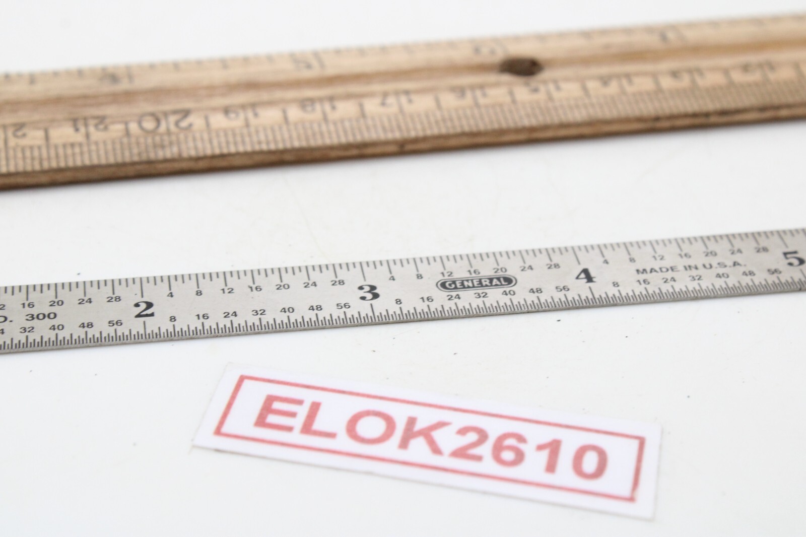 General No.300 6″ Steel Decimal Equivalents Scale Depth Gauge Pocket Size USA