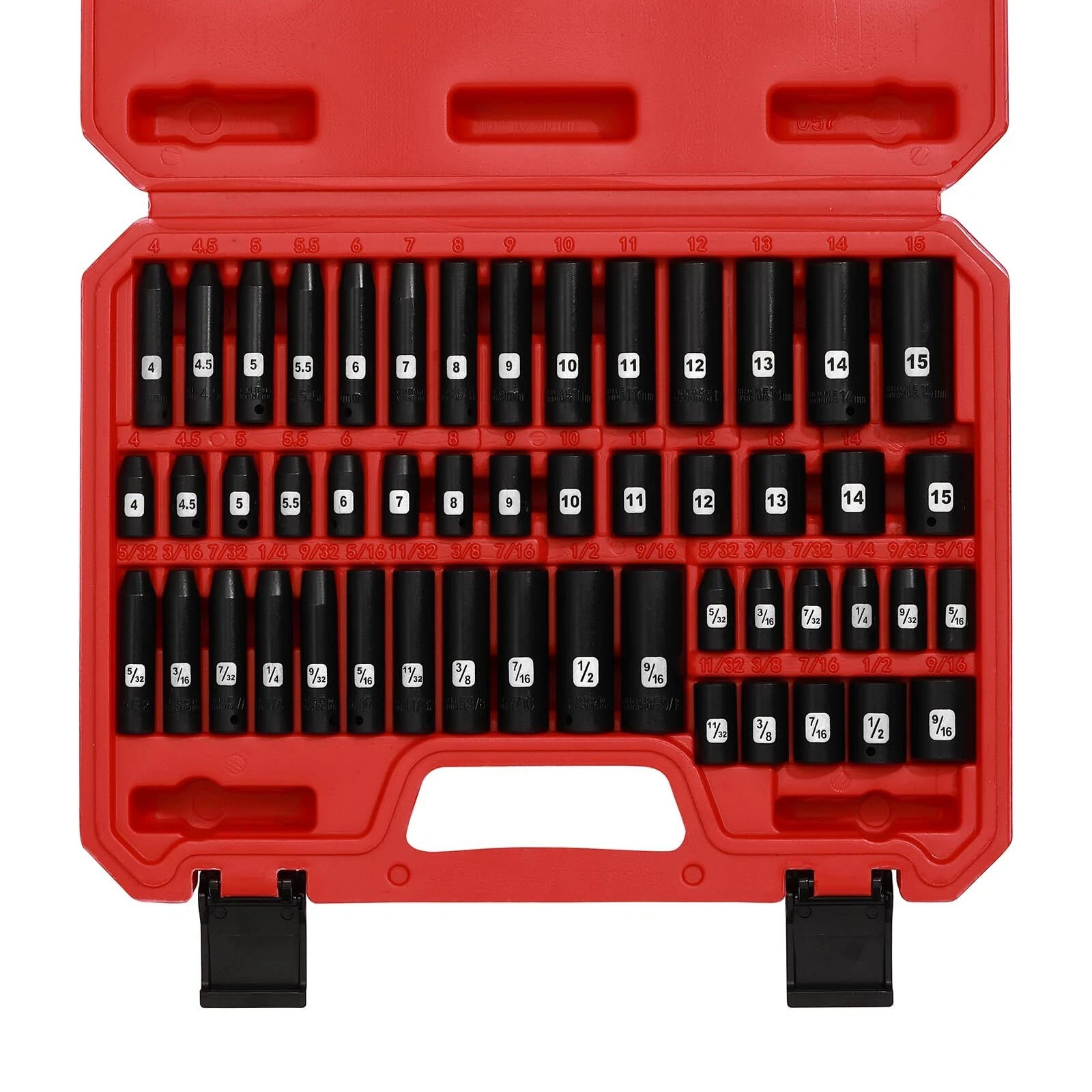 50PCS 1/4″ Drive Deep And Shallow Impact Socket Set CR-V SAE/Metric 6…