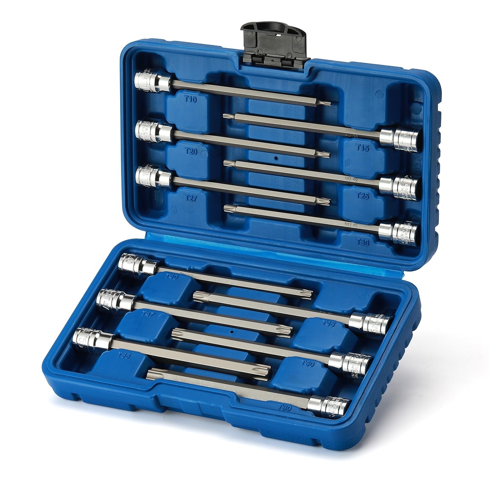 12PCS Extra Long Torx Bit Socket Set 3/8″ Drive, CR-V S2 Steel, T10-T60, 5.9″ Le