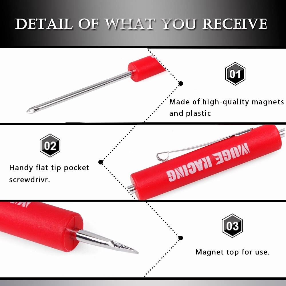 10PCS Mini Pocket Screwdriver Flat Tip w/ Magnet and Clip Phillips Slotted Flat