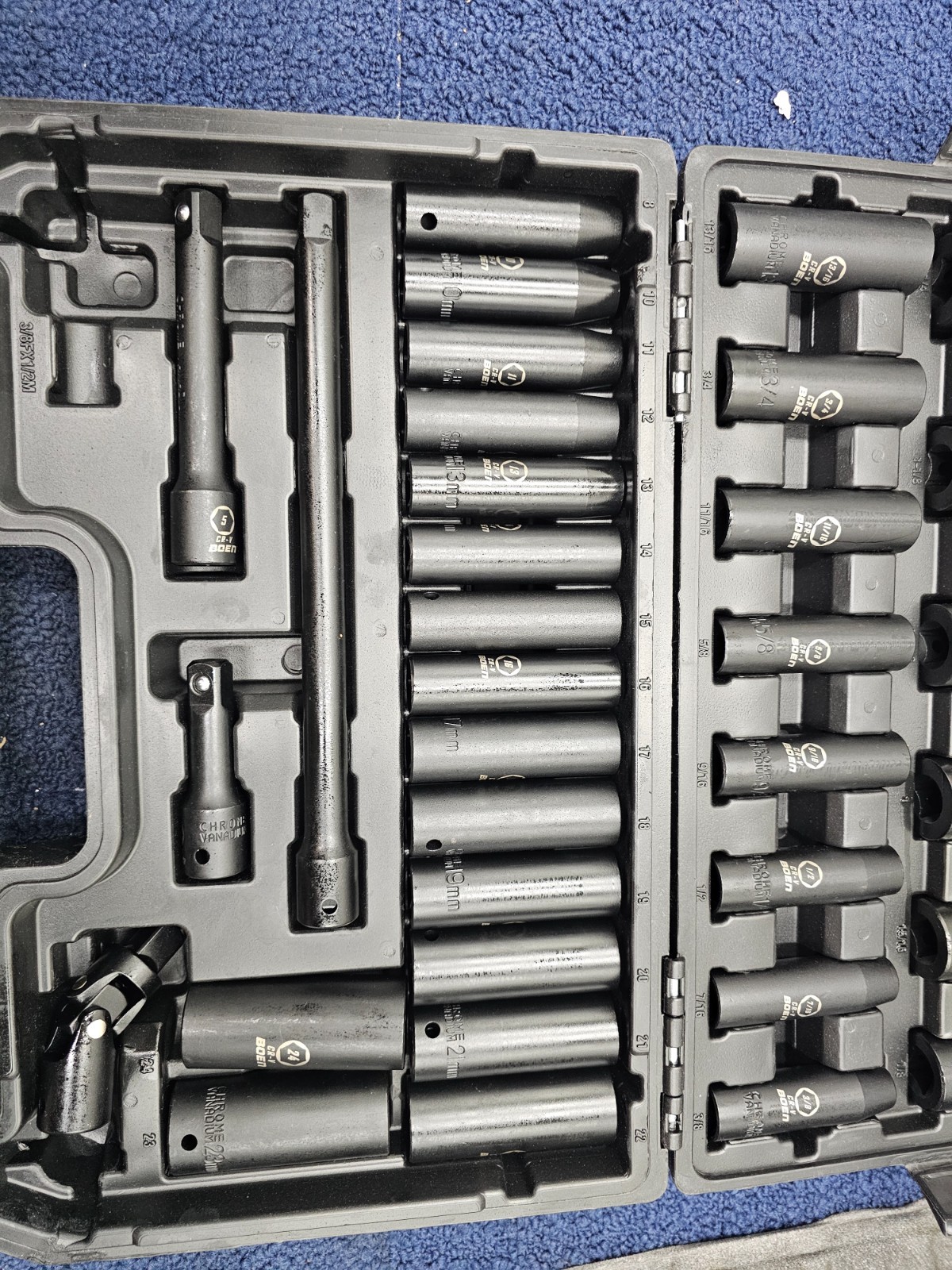 34-Piece BOEN 1/2″ Drive Deep Impact Socket Assembly – MISSING PIECE
