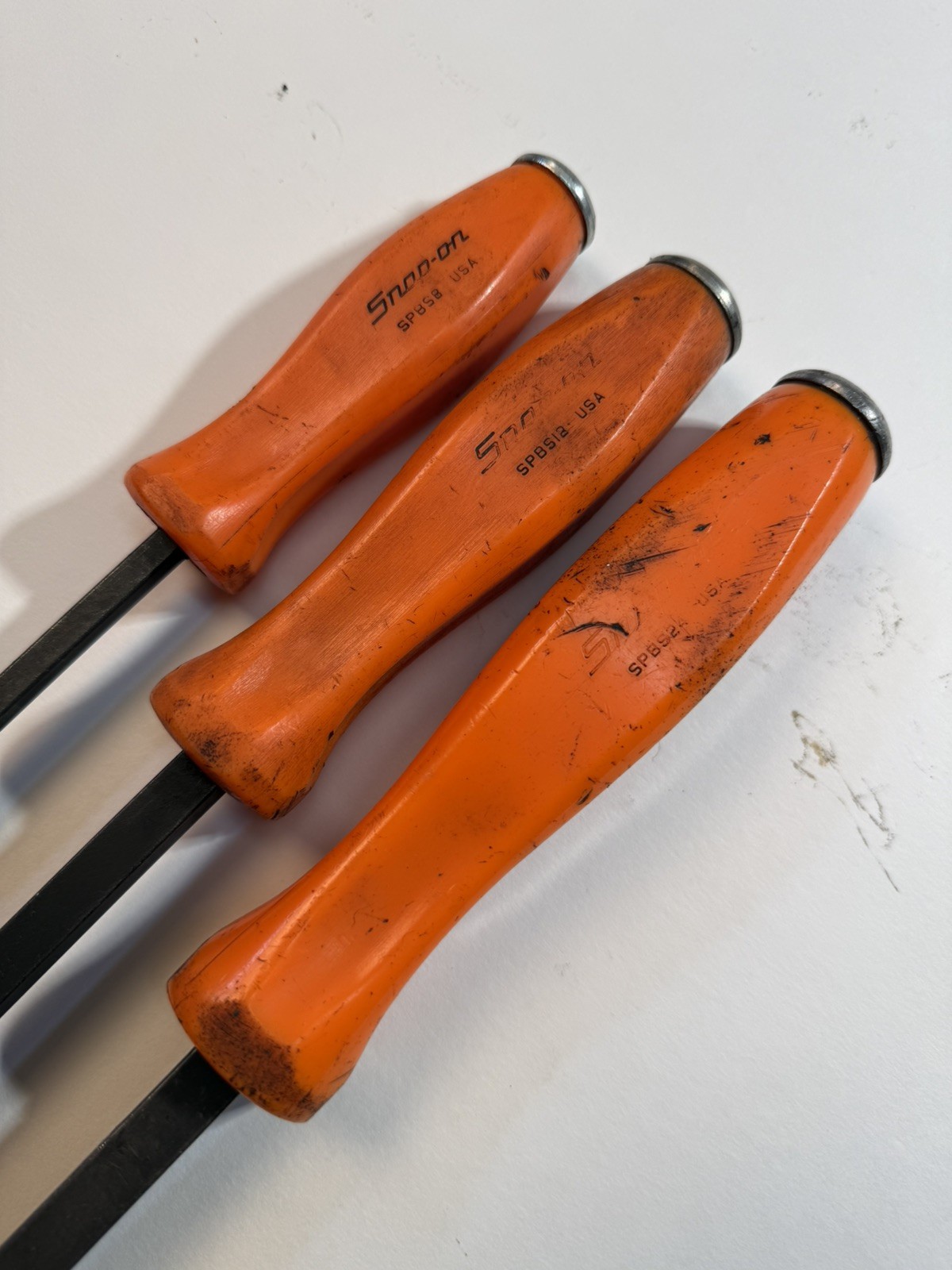 Snap On Tools Pry Bar 3 Piece Set Orange Hard Handle – SPBS8, SPBS18, SPBS24