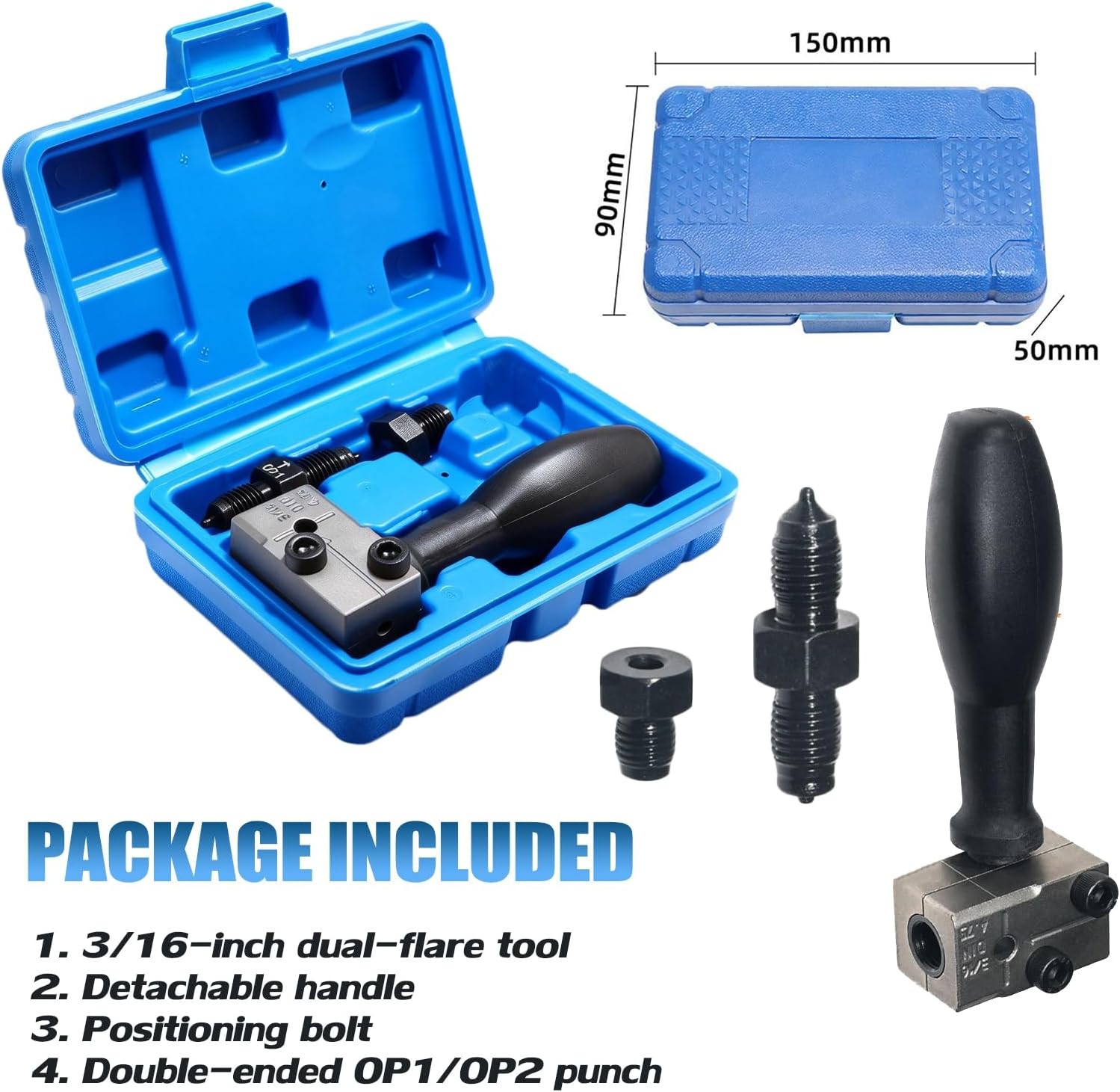 3/16″ Car Brake Line Double Flaring Kit 45° Handheld Pipe Flares Tool w/ Storage