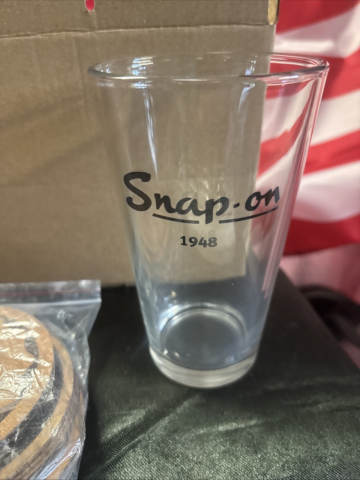 Snap On Tools Game Set 4 Coaster 4 Pint Glasses 2 Packs Playing Cards Dice Set
