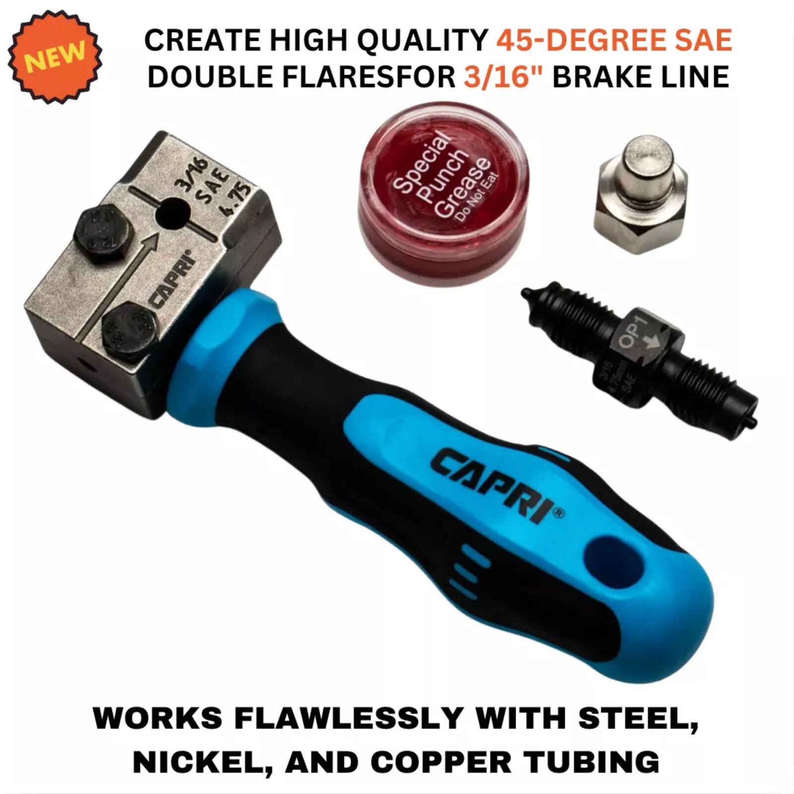 Portable Double Flaring Tool for 3/16 in Steel Nickel Brake Line Auto Repair