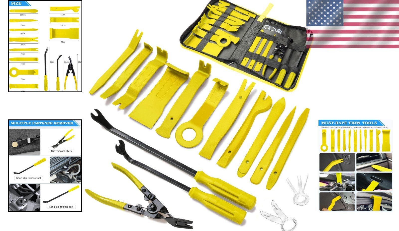 Comprehensive 19PCS Auto Trim Tool Set with Portable Storage Bag – Lightweight