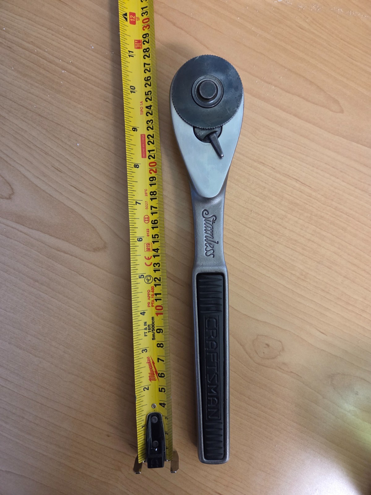 Vintage Craftsman 1/2″ Drive Stainless Steel USA 43763 Ratchet. Excellent Cond.