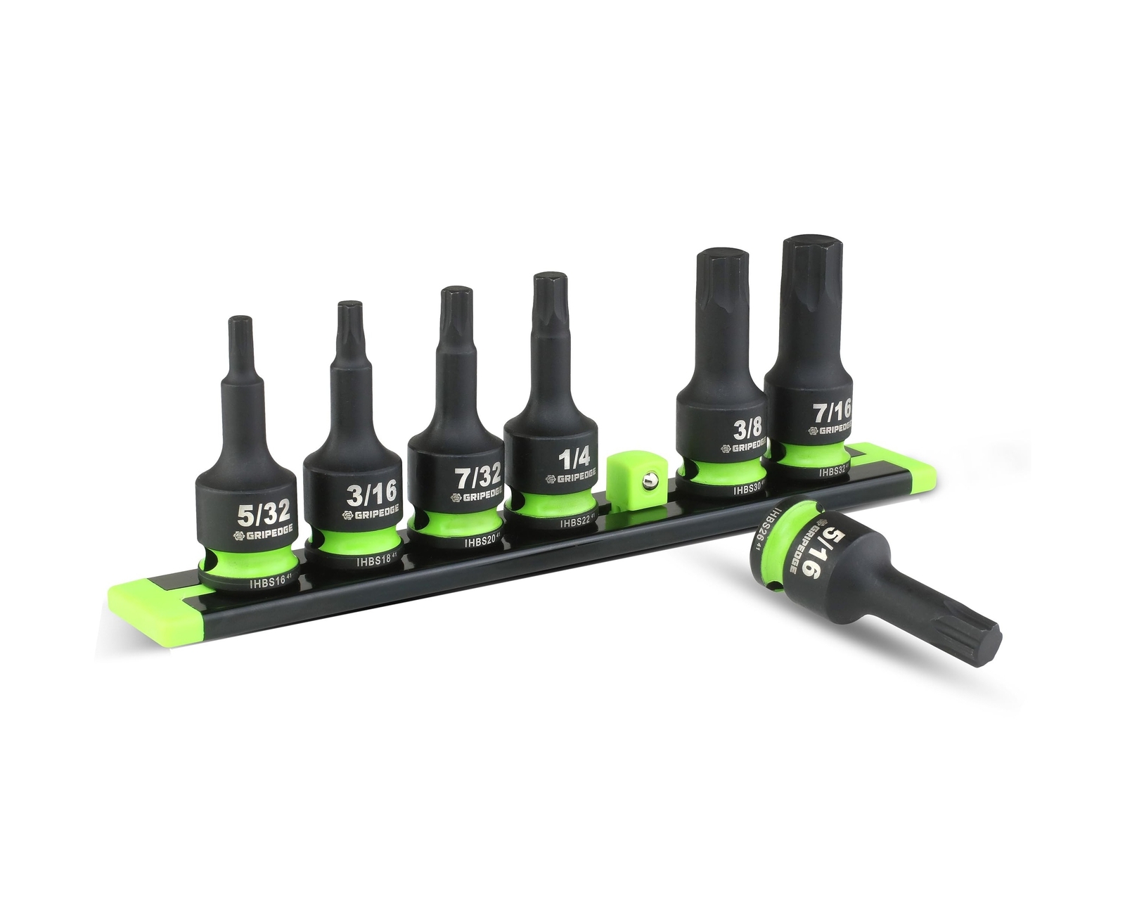 GRIPEDGE Tools | 7-PC – 3/8″ Dr Short SAE Impact R.P.T. Hex Driver Set | Size…