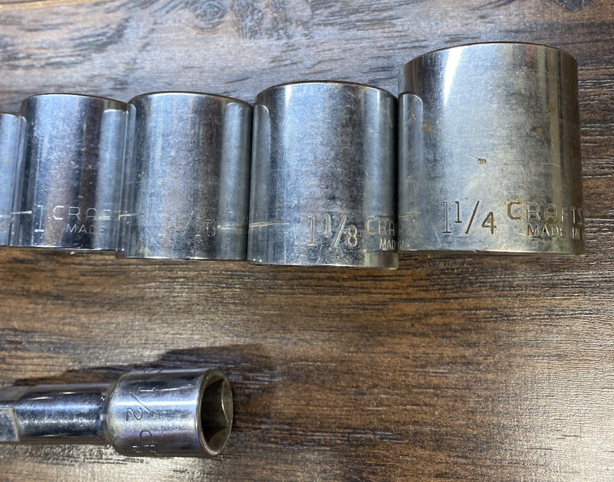 Vintage Craftsman USA 1/2” Drive 12 Pt Socket Set 47511-47517 w/ Extension