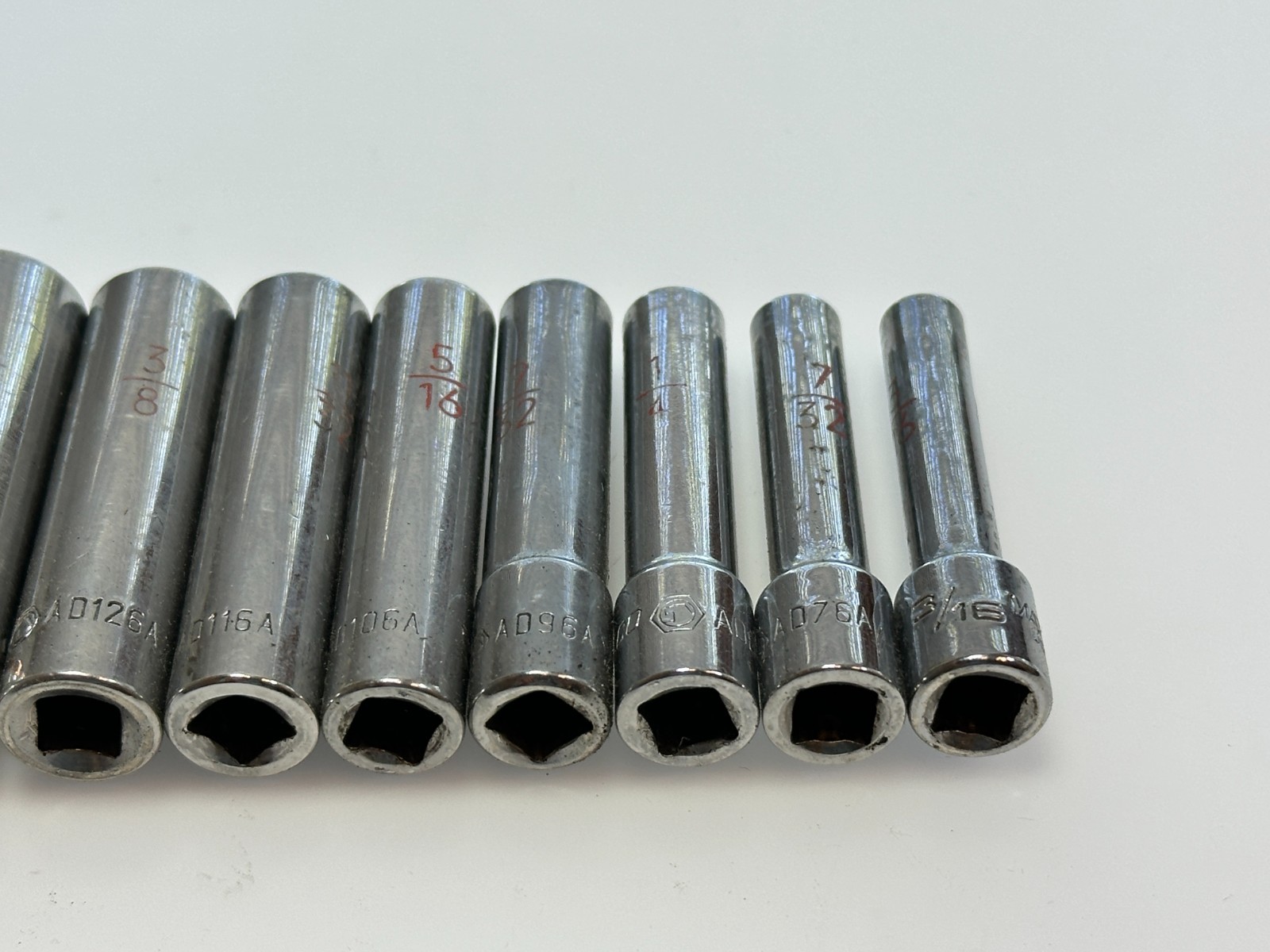 Matco Tools USA 10pc SAE 3/16″ to 9/16″ Deep Chrome Socket Set, 1/4″ Drive 6 PT.