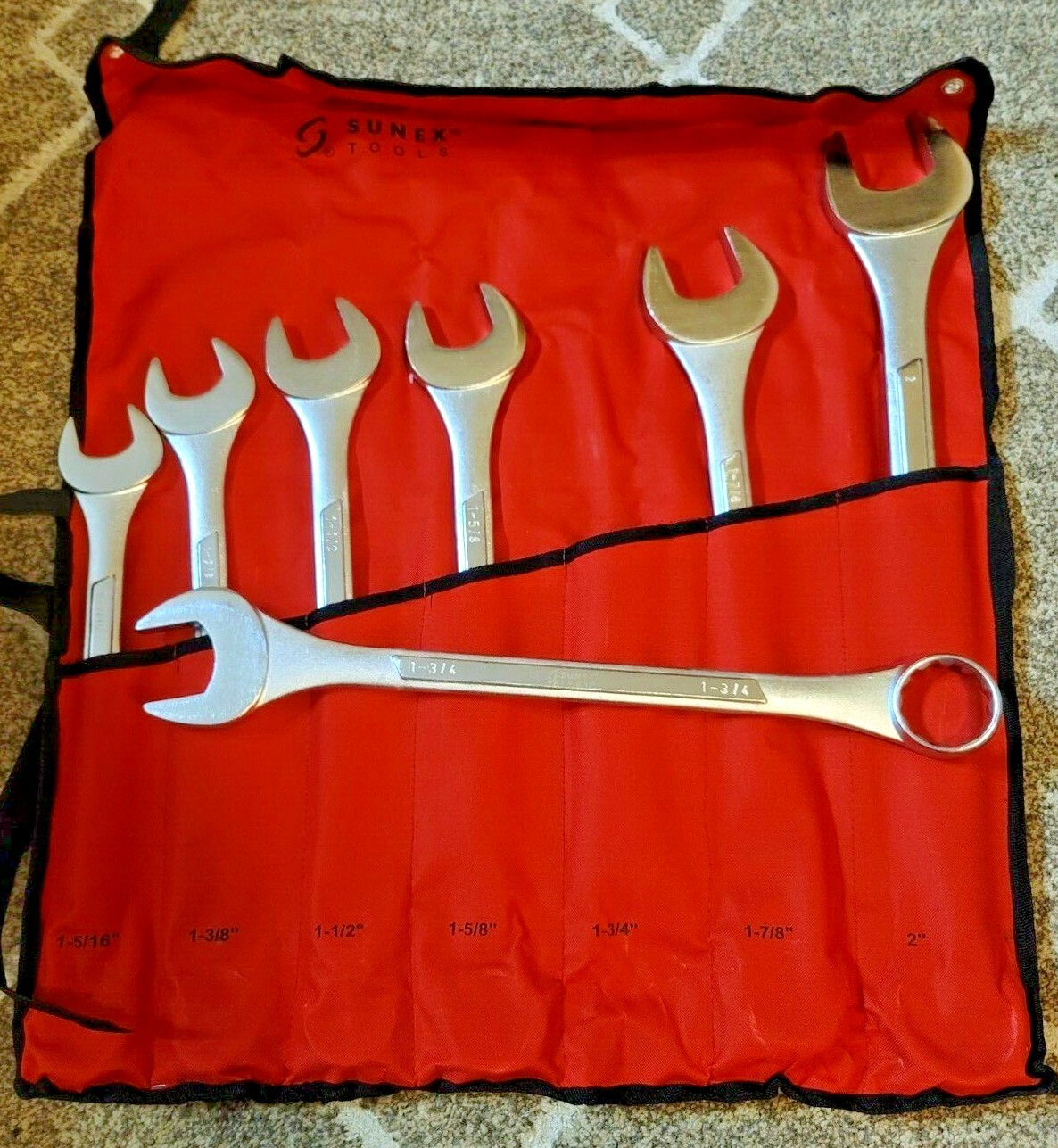 Sunex 7pc Jumbo SAE Combo Wrench Set w/Roll Pouch 1-5/16″ to 2″ #9707