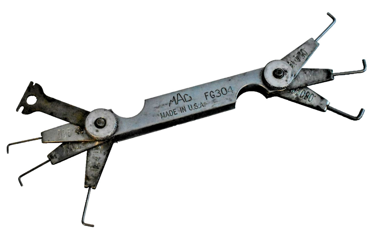 MAC Tools Spark Plug Gauge FG304 Sizes 0.035″ – 0.080″ USA Vintage