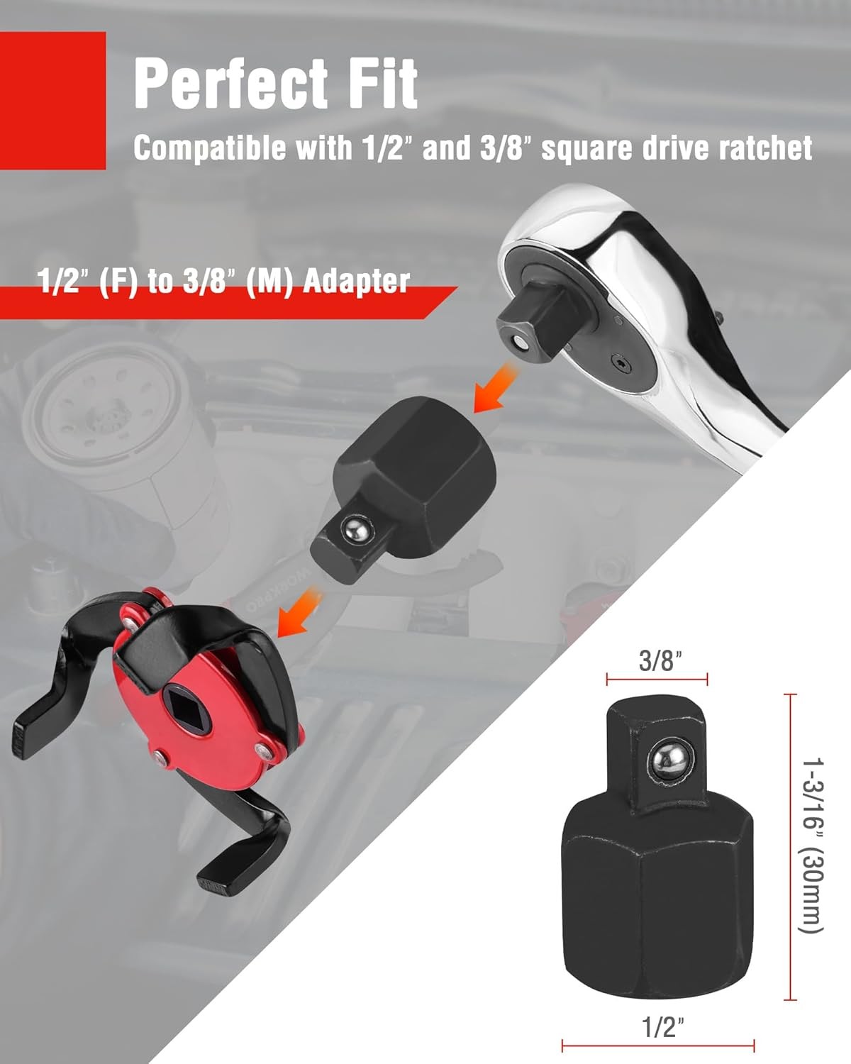 WORKPRO 2PCS Oil Filter Wrench 12″ Adjustable Plier 3-Jaw Universal Removal Tool