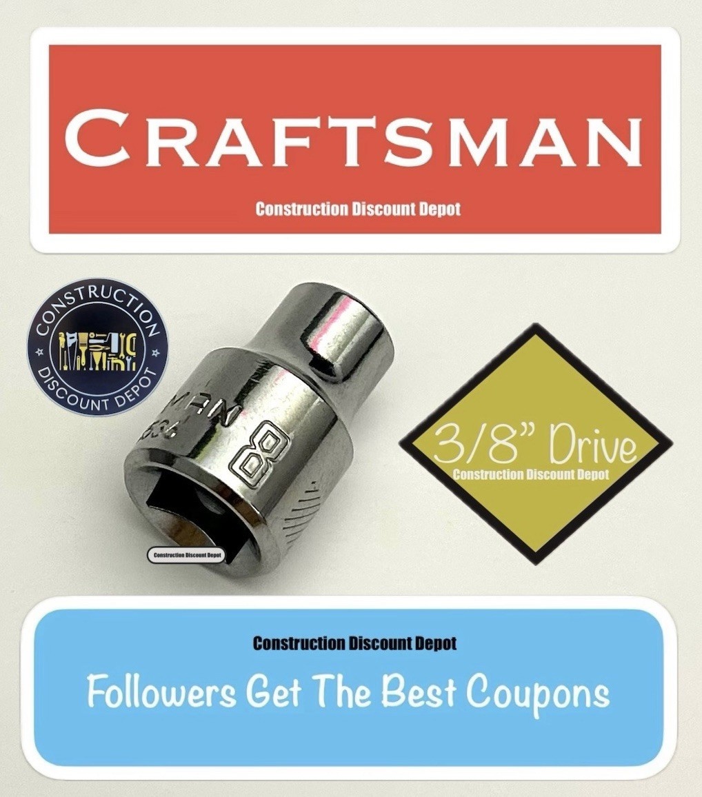 Craftsman 3/8″ Drive 6 Point Shallow Standard Metric Socket 8mm 8 MM CMMT43536