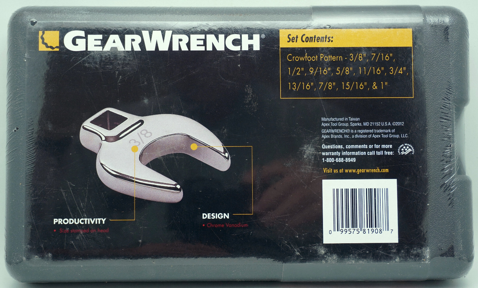 GearWrench 3/8″ Drive SAE Crowfoot Wrench Set 3/8″ to 1″ 81908