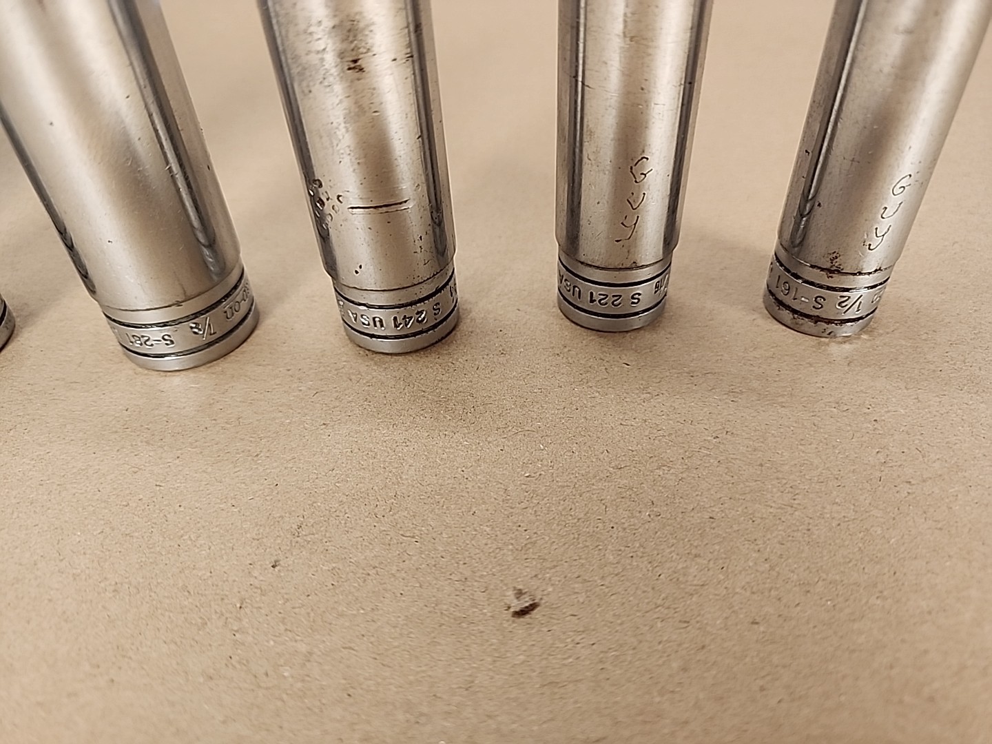 Snap On 1/2″ Drive 12-Point SAE Deep Chrome Socket S161 S241 S281 S301 S381 6pcs