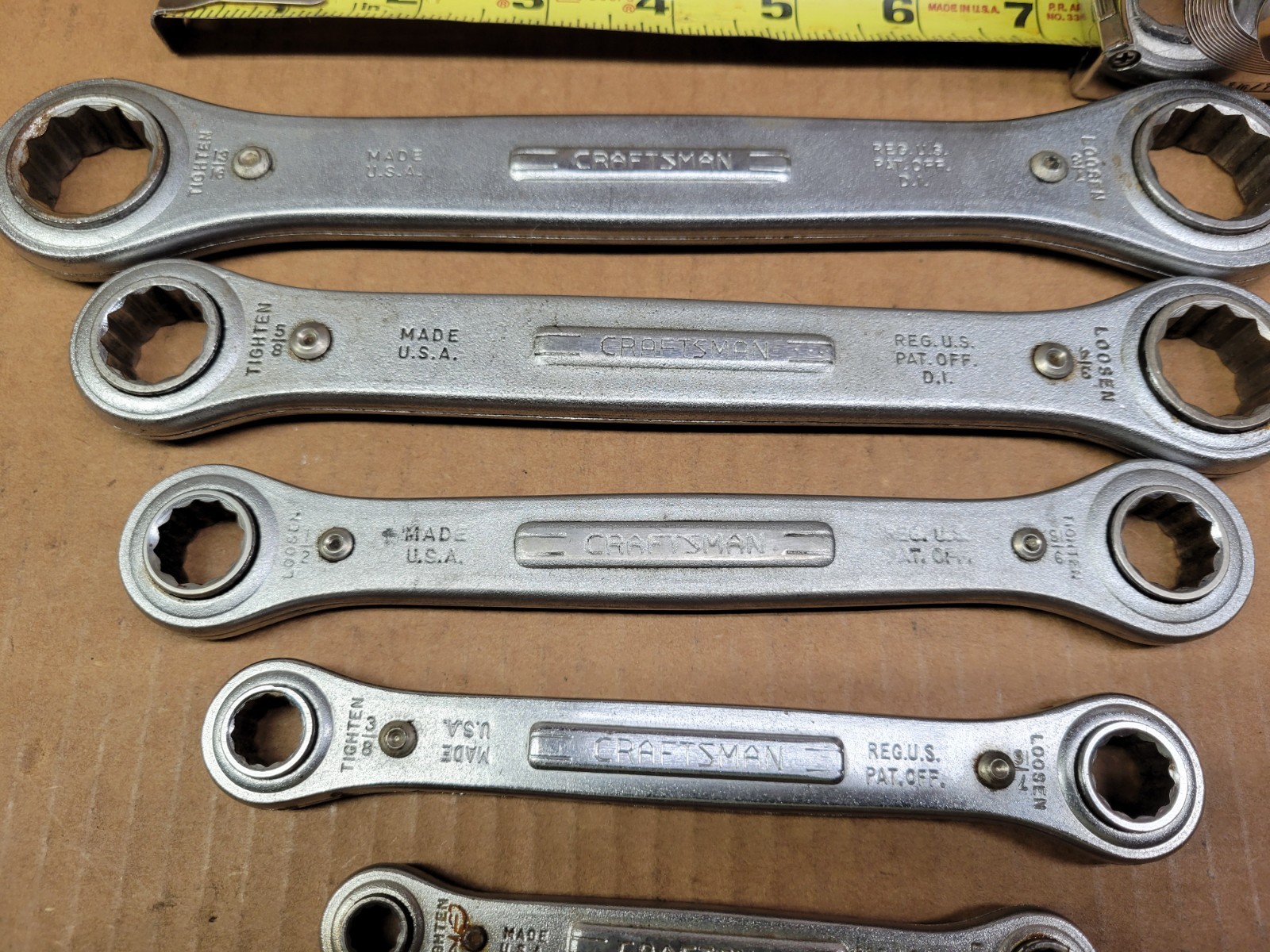 Vintage Craftsman USA 5-Piece ratcheting Box End Wrench Set