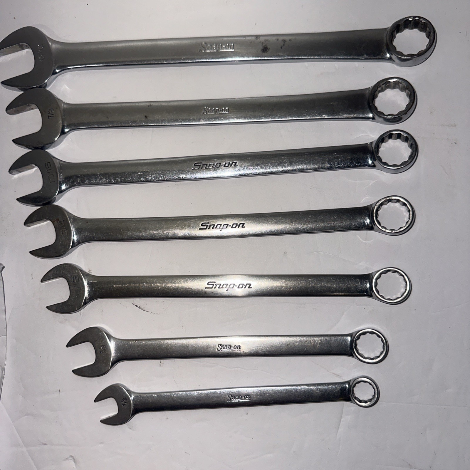 Snap On Large Wrench Tool Lot (15/16,7/8,3/4,13/16,11/16,5/8,1/2 MSRP 368.