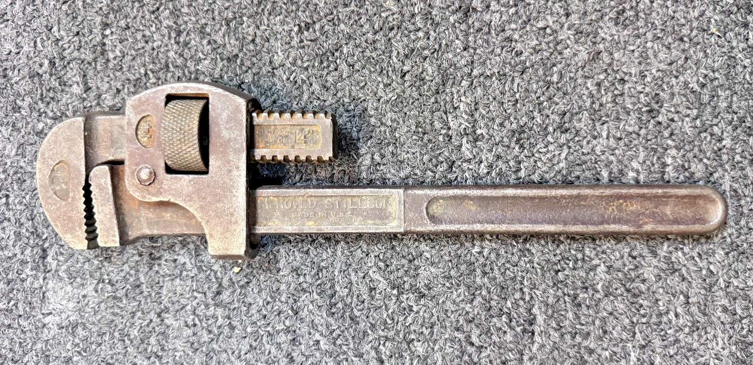 Record stillsons Pipe wrench 300 Stillson Wrench 14in. STEEL FORGED, USA.VINTAGE