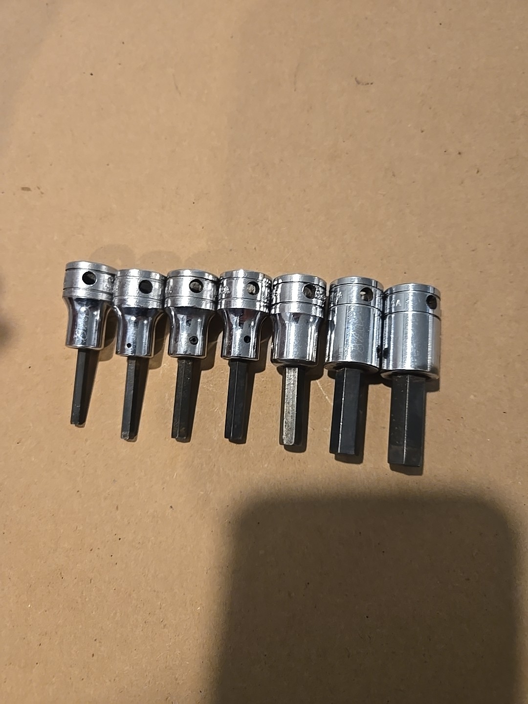 Snap On 3/8″ Drive 9/64″-3/8″ SAE Hex Bit Driver Sockets USA Lot Of 7