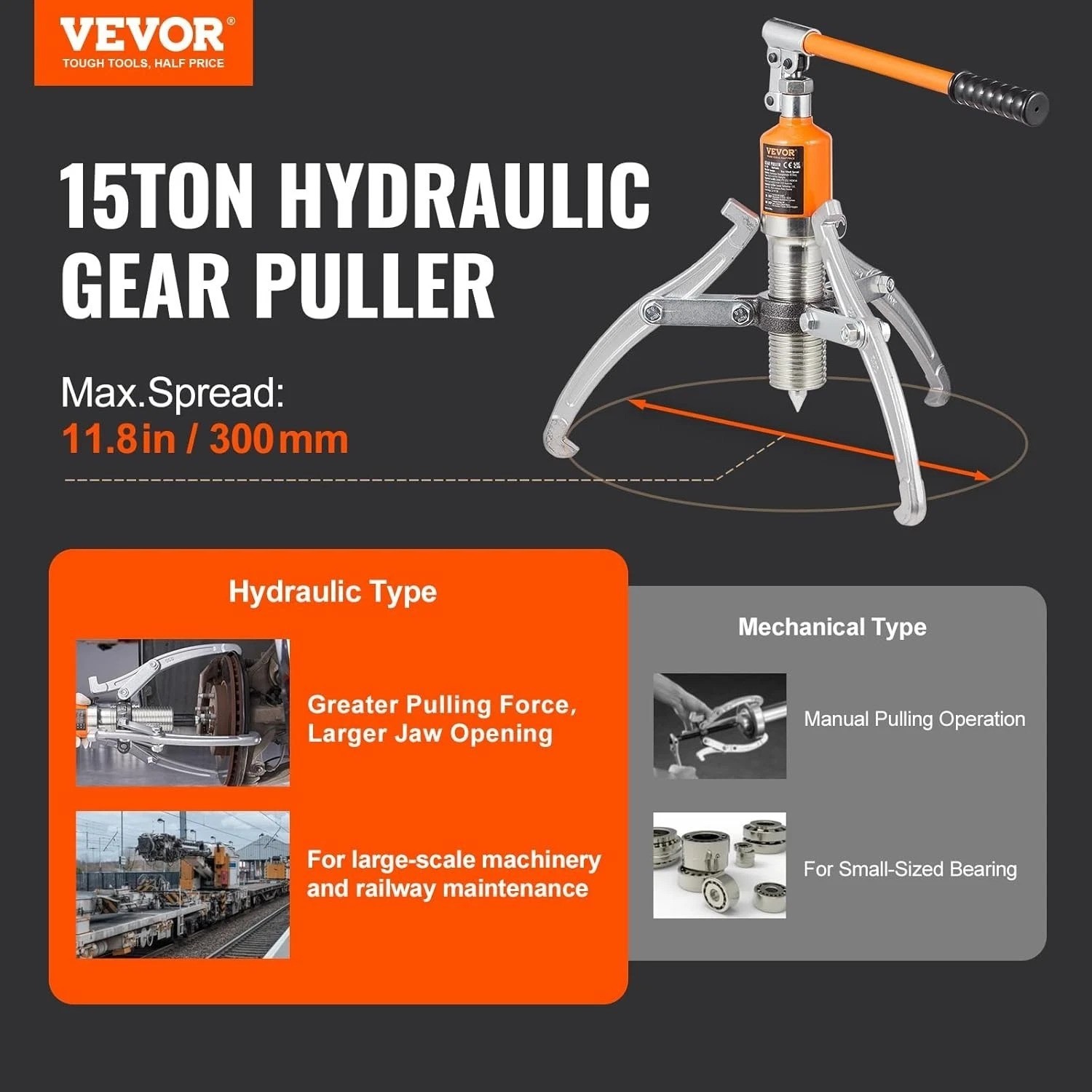 Industrial-Grade 15 Ton Puller with 2/3 Jaw Flexibility – Ideal for Maintenance
