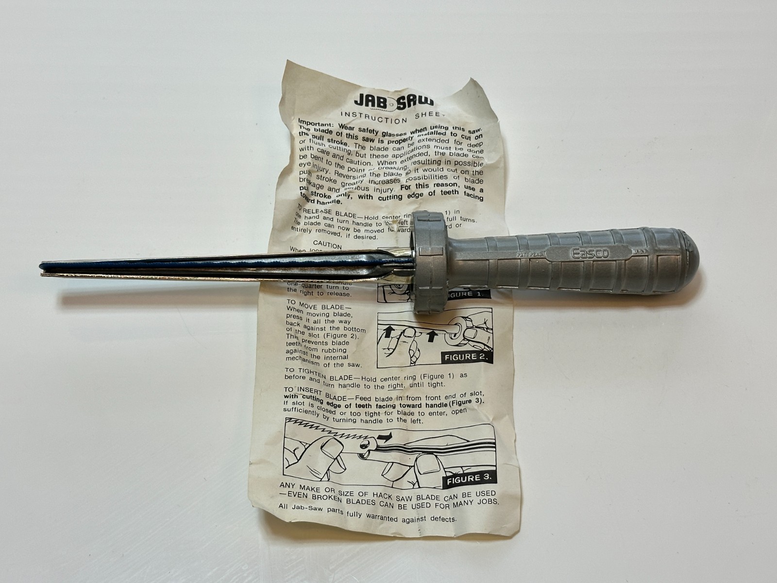 Easco Tools USA 21045 (Rare) Jab Hack Saw w/ Original Instructions NEW Old Stock