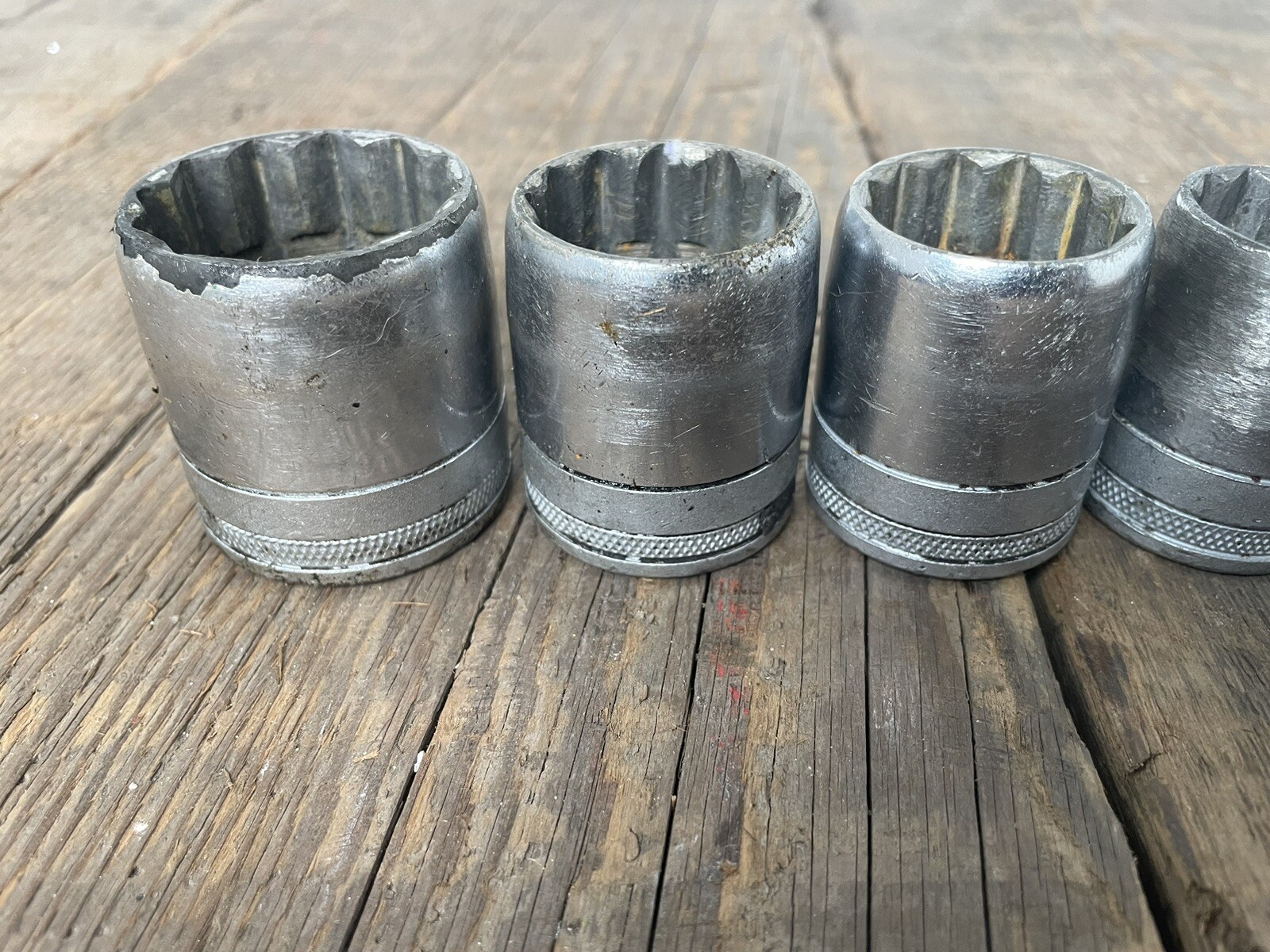 Vintage 9PC Set SK Shallow Tapered 1/2 In Drive Socket 1-1/8″ – 7/16″ USA