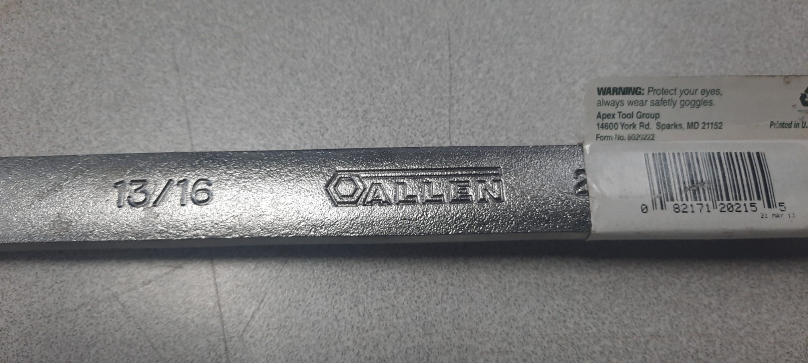 Allen 13/16 in Combination Wrench 12-Point 20215 MADE in USA NEW/OLD STOCK