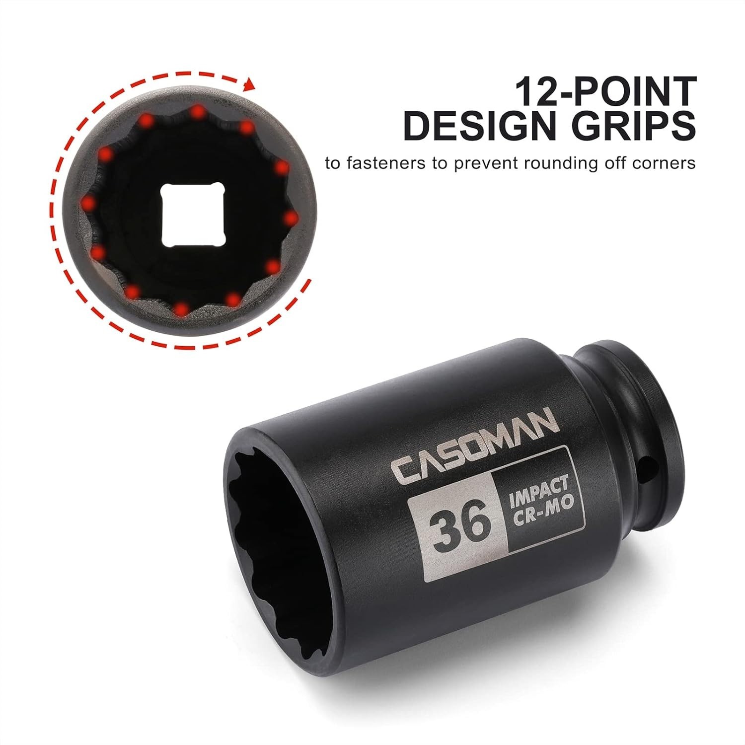 Durable 1/2″ Drive 36mm 12PT Axle Nut Socket – Corrosion-Resistant Finish