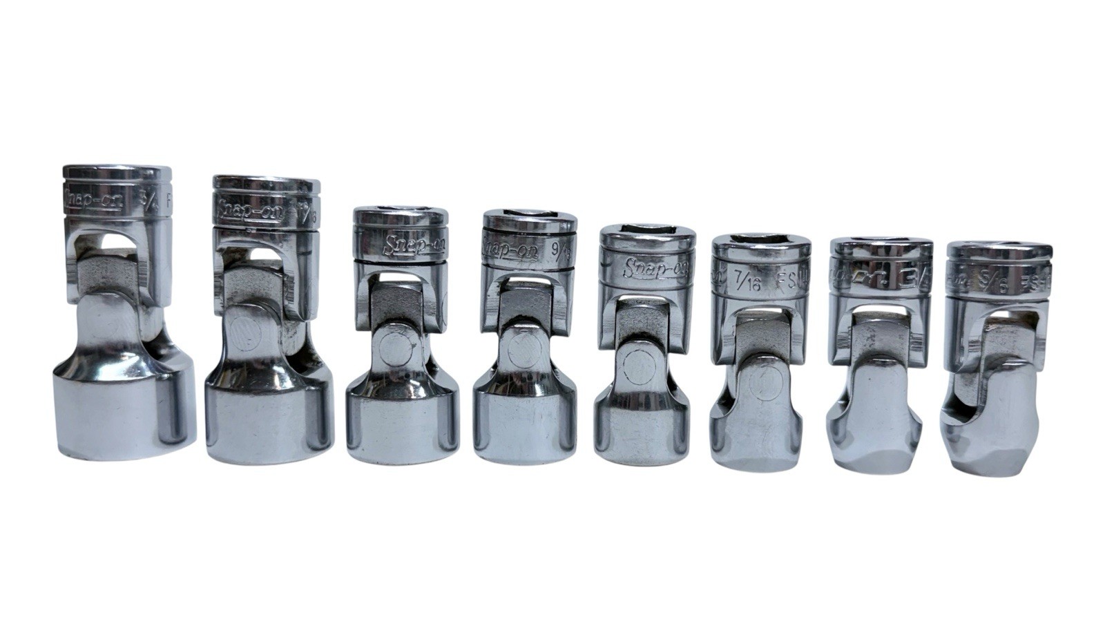 Snap-on 3/8” Drive SAE 6 Point Swivel Socket Set Lot Of 8 FS10-FS24 USA