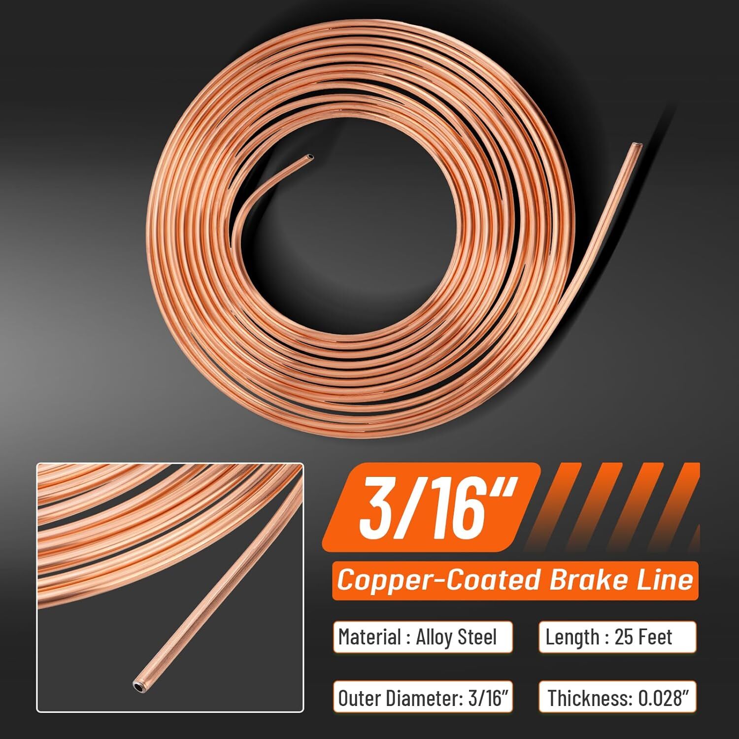 Racewill 25 ft 3/16 Copper Coated Brake Line Kit w/ Double & Single Flaring Tool