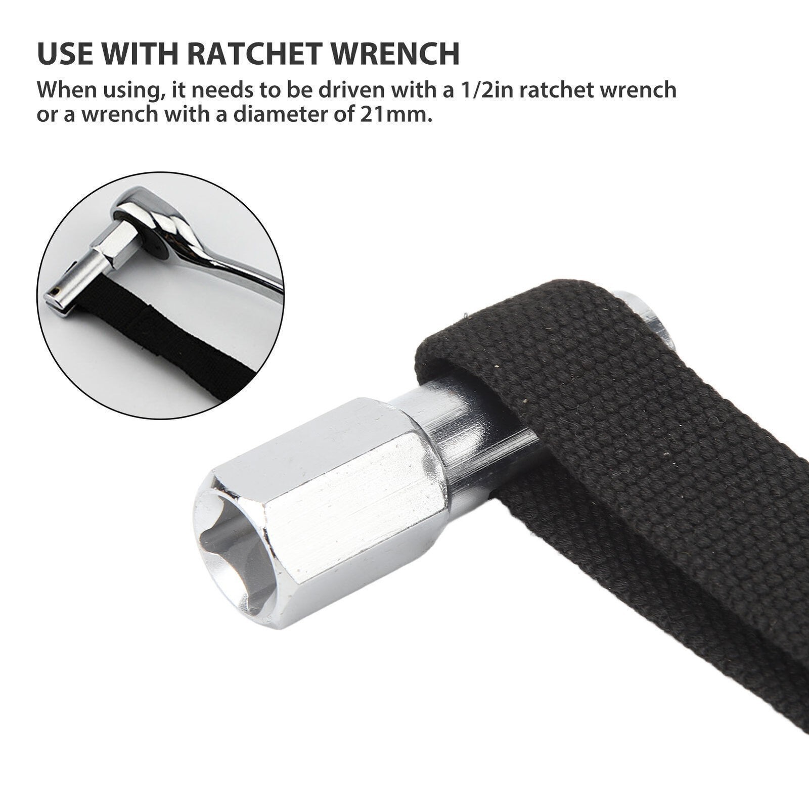 Oil Filter Strap Wrench 1/2in Drive Strap Filter Removal Wrench for Industrial