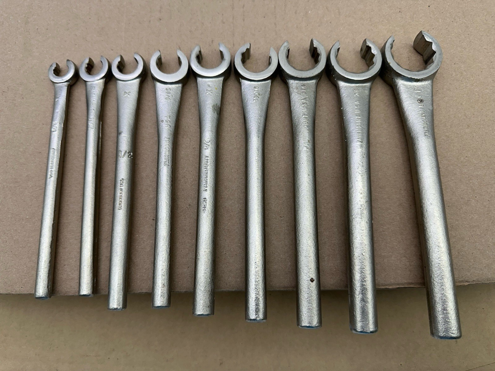 Fairmount 9pc Single End Flare Nut Line Wrench Set USA 3/8″-1″ Very Nice Shape