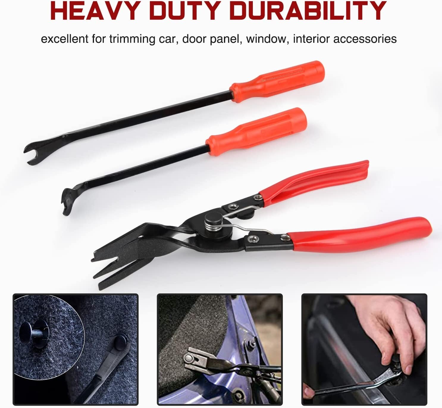 Nilight 3PCS Clip Pliers Set & Fastener Remover Auto Trim Removal Tool Kit