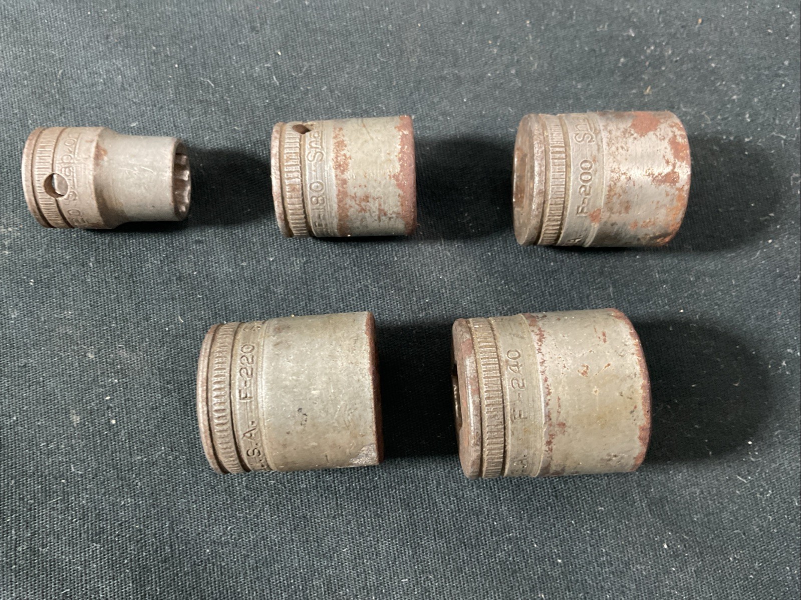 Snap-On 3/4in. Drive Vintage Sockets Lot of 5 3/8 9/16 5/8 11/16 3/4in. F Series