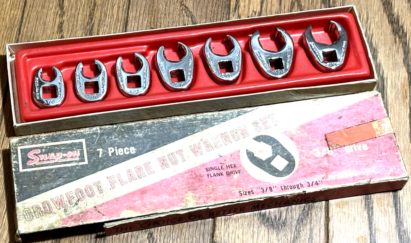 🇺🇸 Snap On Tools SAE 3/8 DR Flare Nut Line Crowfoot Socket Set Lot Wrench Open