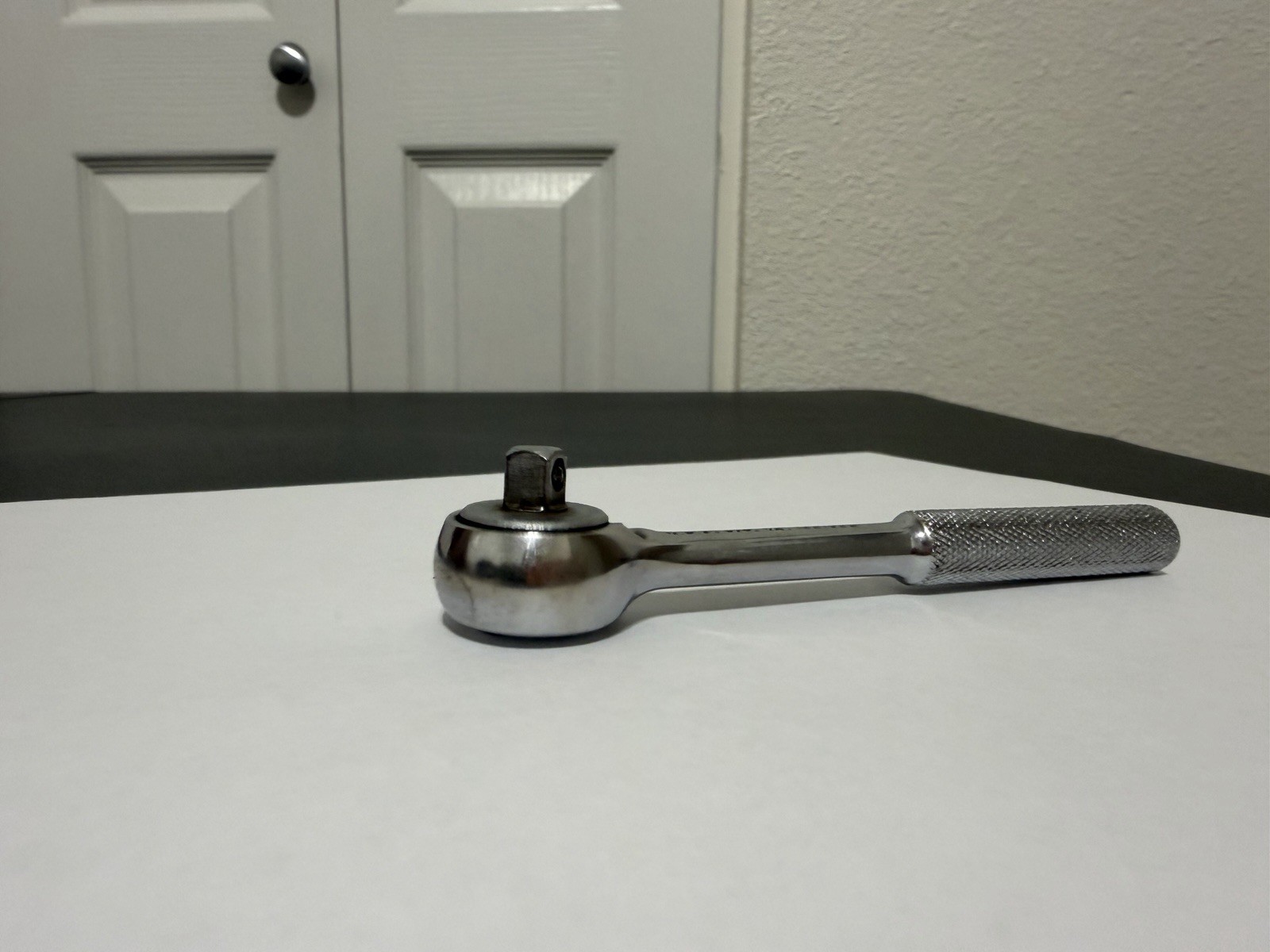 S-K Tools Chrome Ratchet 40970 USA 1/4″ Drive 4-1/2″ Knurled Handle