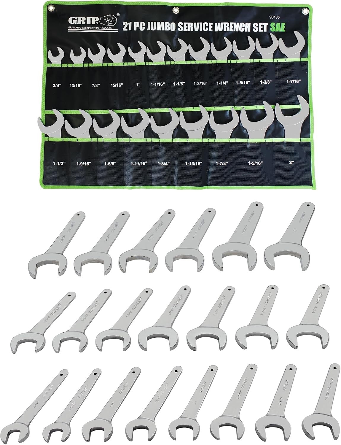 Heavy Duty 21-Piece Open End Wrench Set – From 3/4″ to 2″ – Chrome Plated Finish