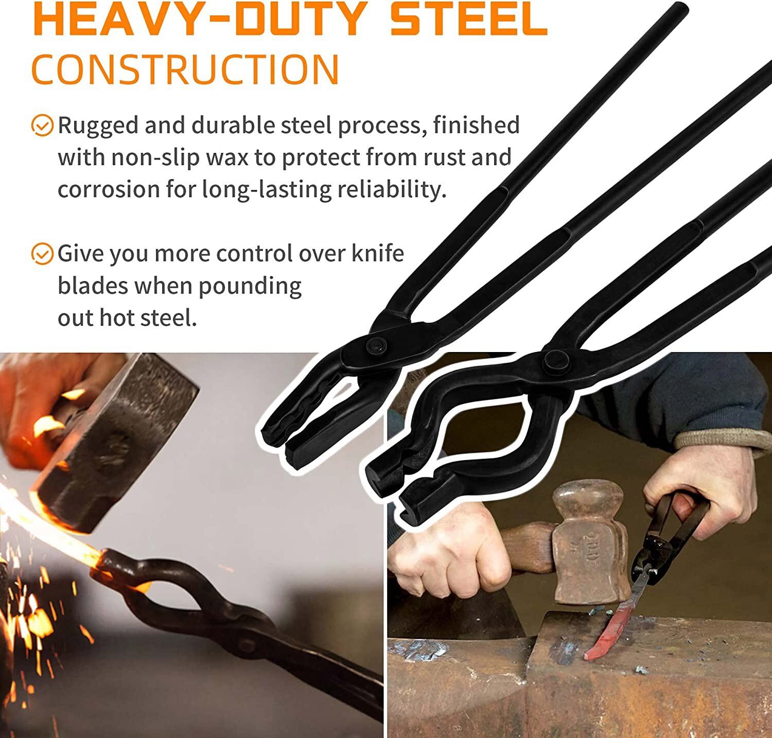 Blacksmith Tongs Wolf Jaw & V-bit Blacksmithing Set Forge Tools Knife making