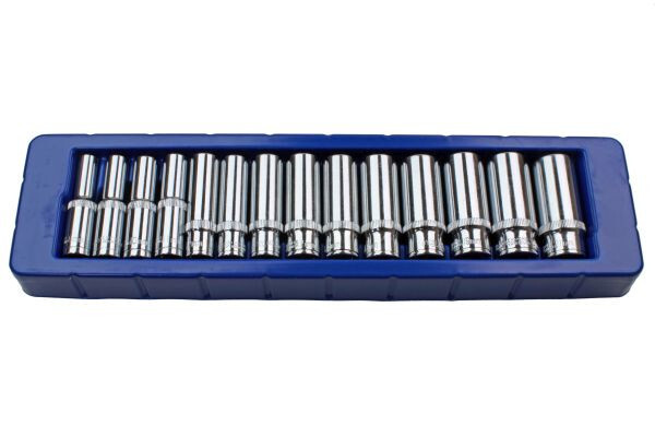 US PRO 14PC 3/8″ Drive Deep Socket Set 8-21mm Metric 6PT CR-V Steel Knurled Tool