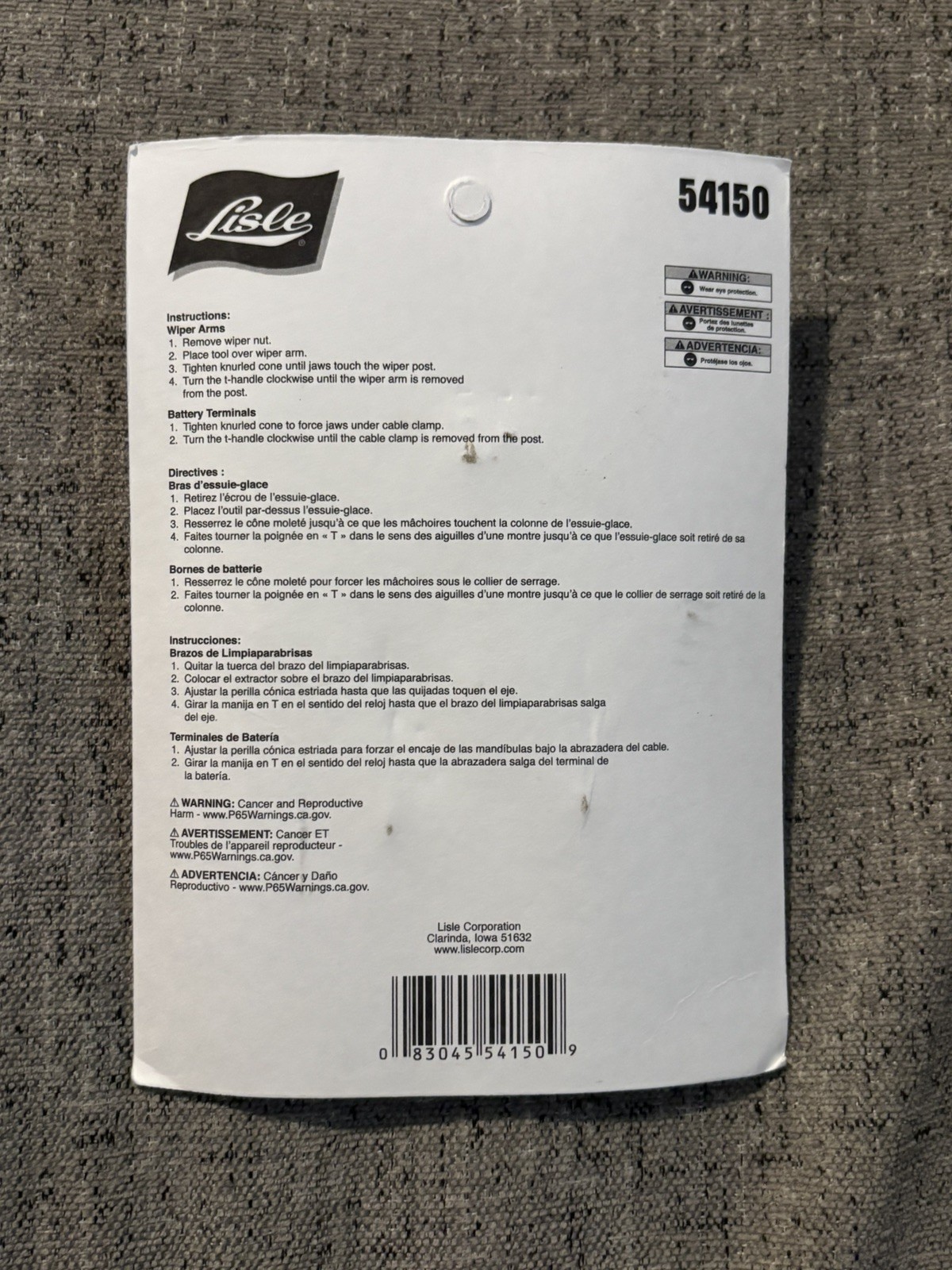 Lisle 54150 Battery Terminal and Wiper Arm Puller NEW