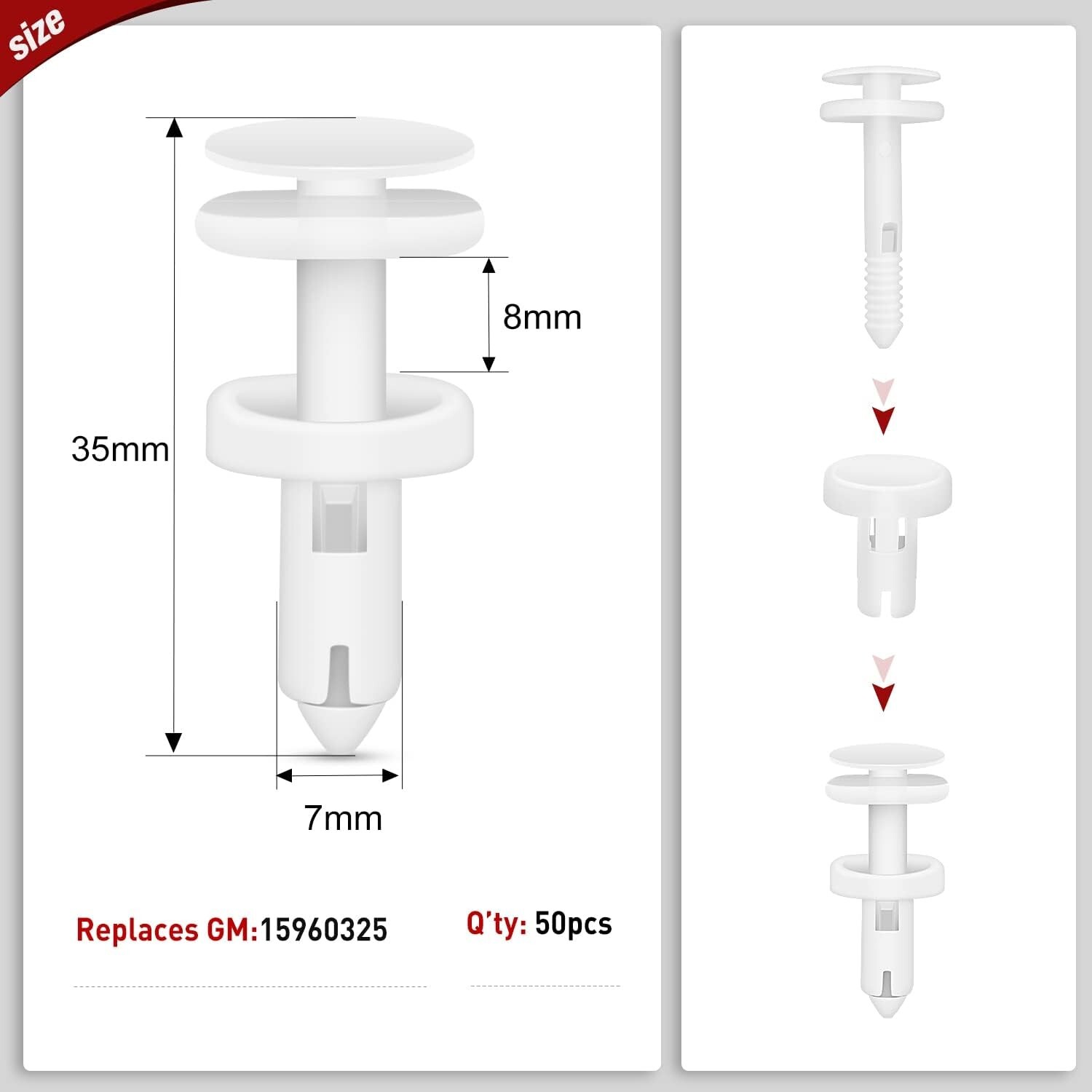 Nilight 50PCS Door Trim Panel Push-Type Retainer Clips Replacement for GM
