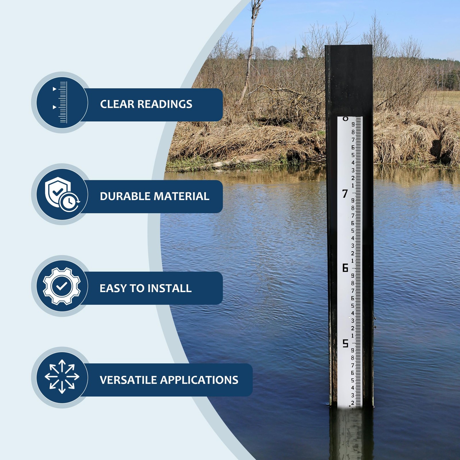 Depth Gauge, Water Level Gauge (Hundredths, Tenths, Teet), Heavy-Duty…