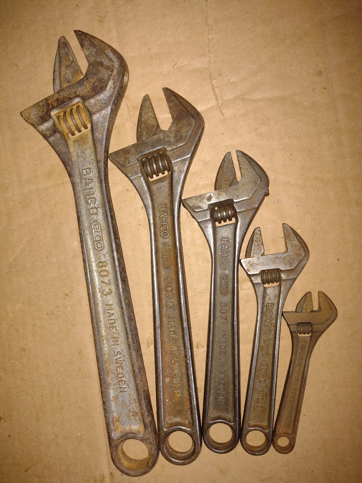 BAHCO ergo ADJUSTABLE WRENCHES-SIZES;12″ &10″ & 8″ & 6″ & 4″ MADE IN SWEDEN
