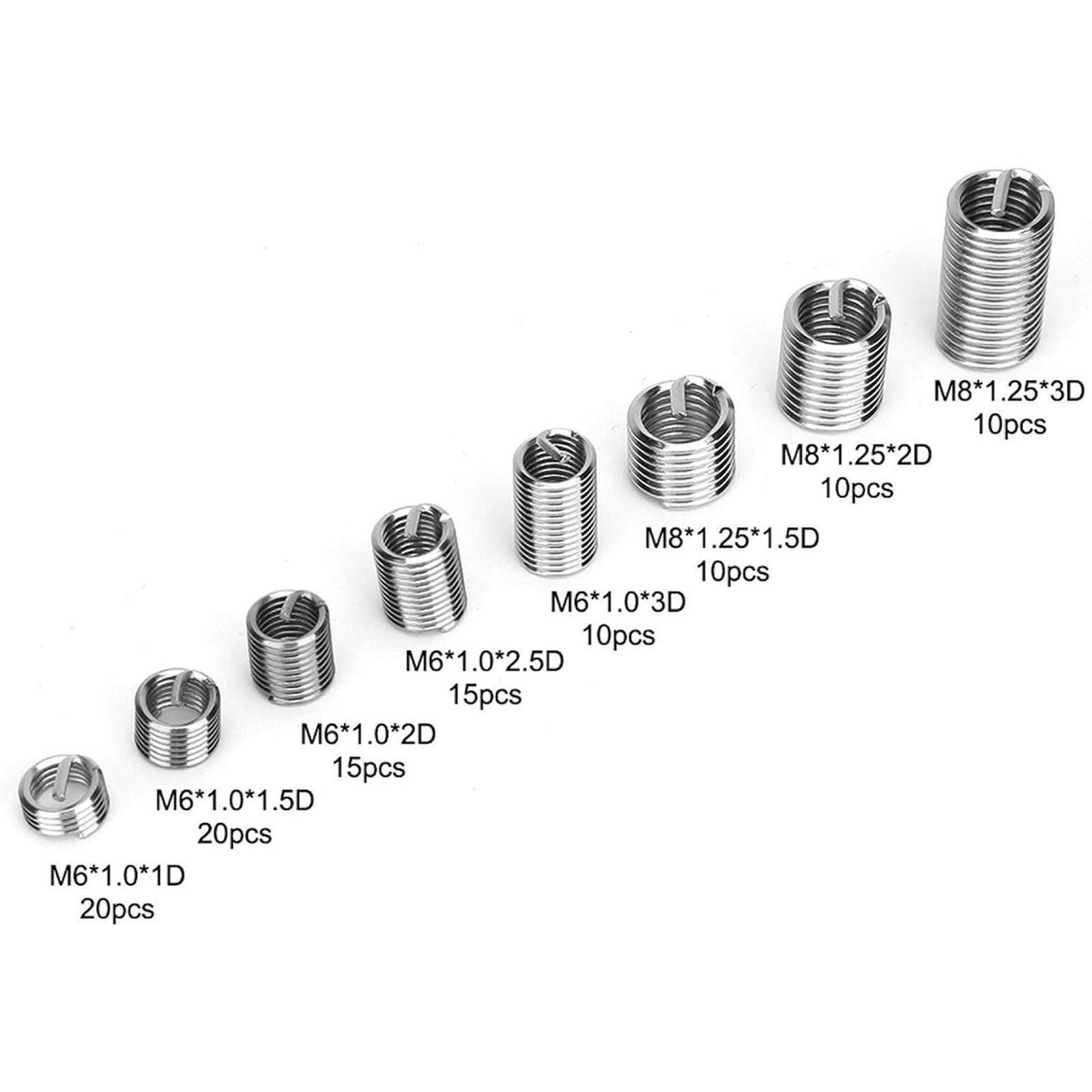 110x Wire Screw Sleeves M6 M8 Home Fixing Thread Repair Insert Assortment