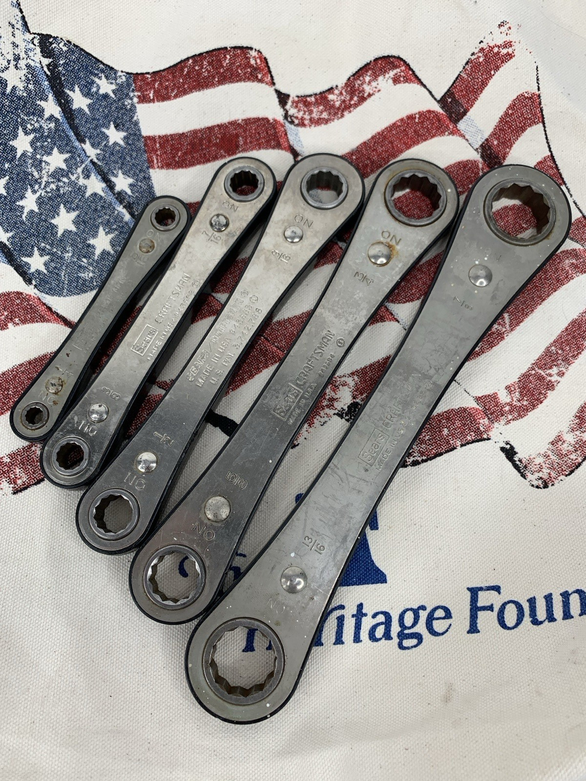 Sears Craftsman Lot of 5 USA Ratcheting Box Wrench Vintage 12pt. See Photos